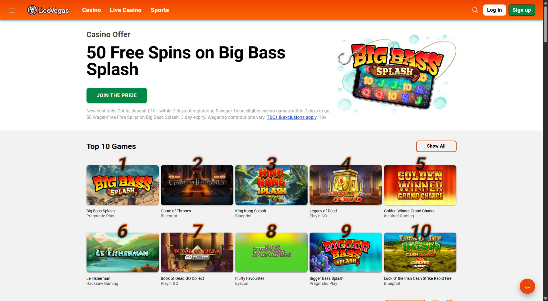 10. LeoVegas- Scelta affidabile del casinò Euteller